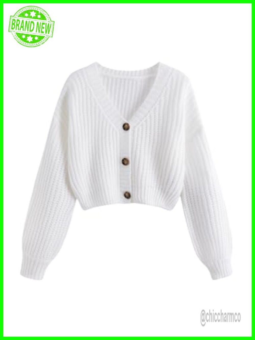 Cropped Cardigan Sweater Lightweight Knit V Neck Button Up